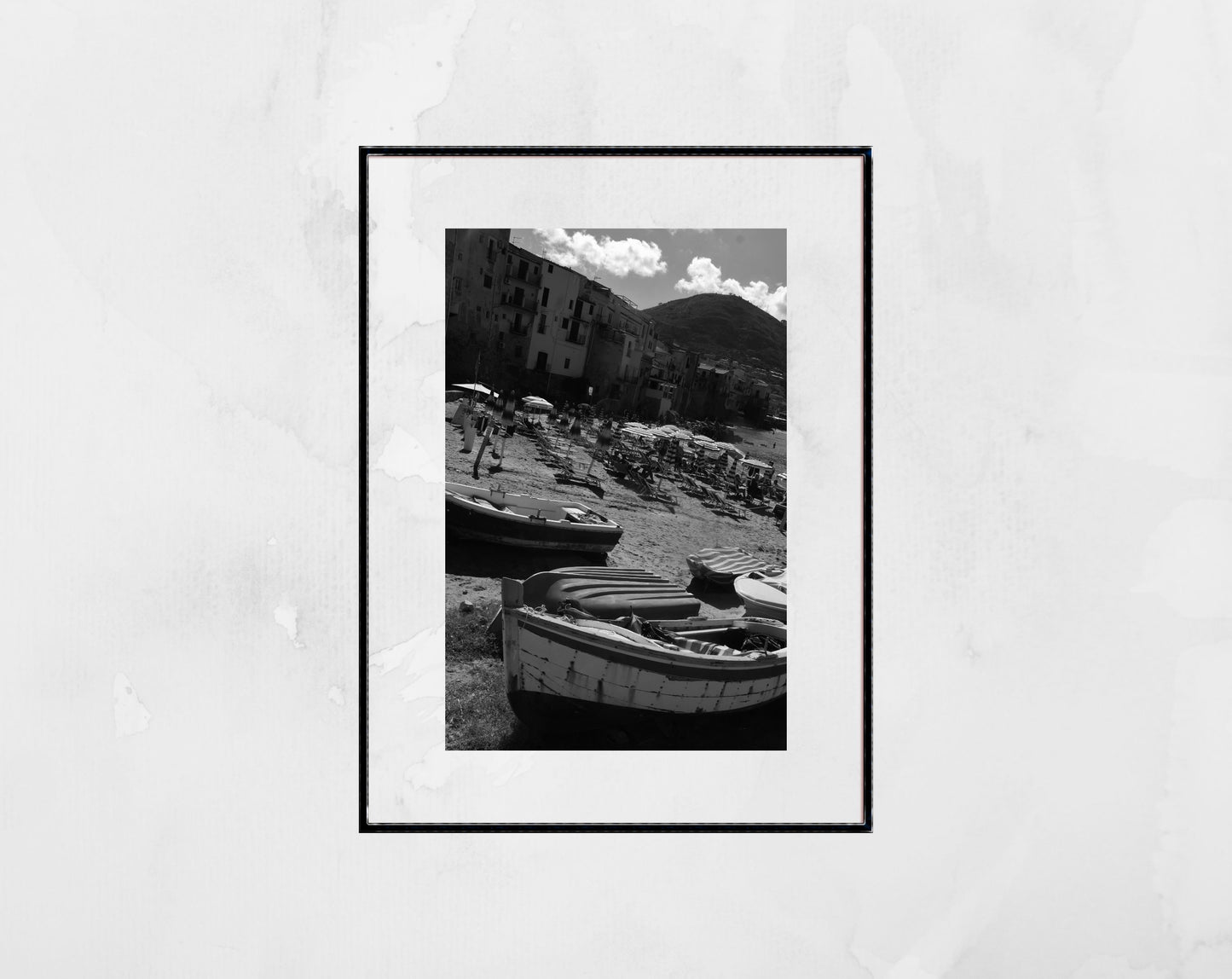 Cefalù Sicily Black And White Photography Boat Print