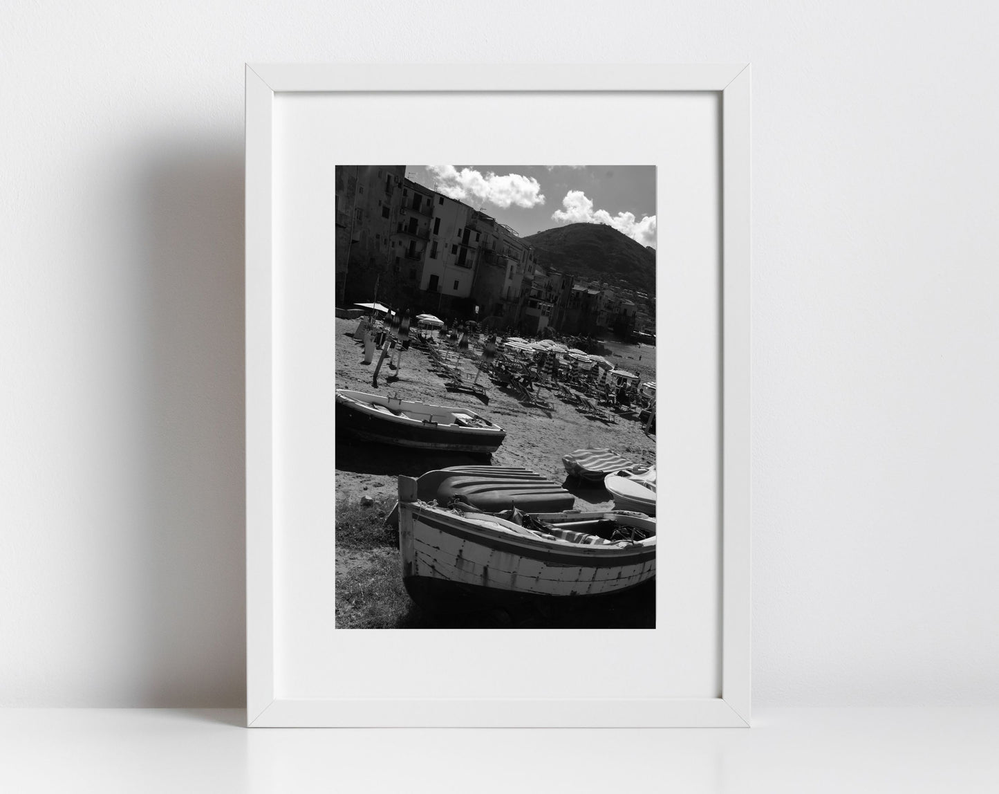 Cefalù Sicily Black And White Photography Boat Print