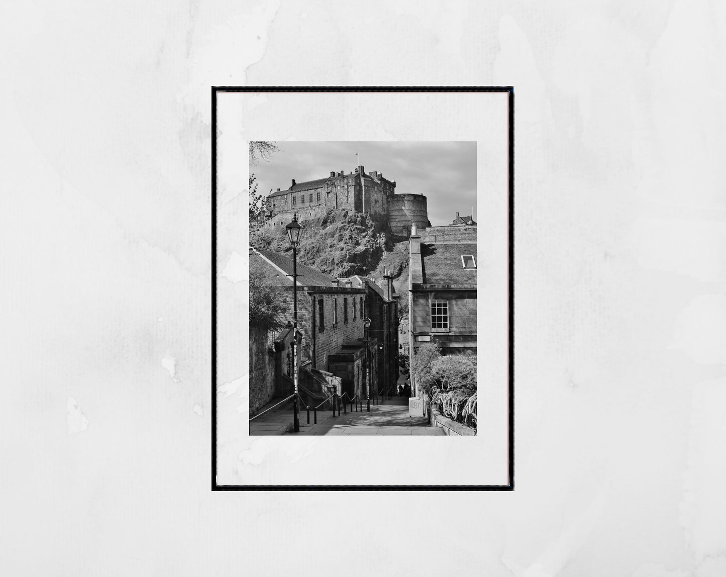 Edinburgh Vennel Steps Black And White Photography Print