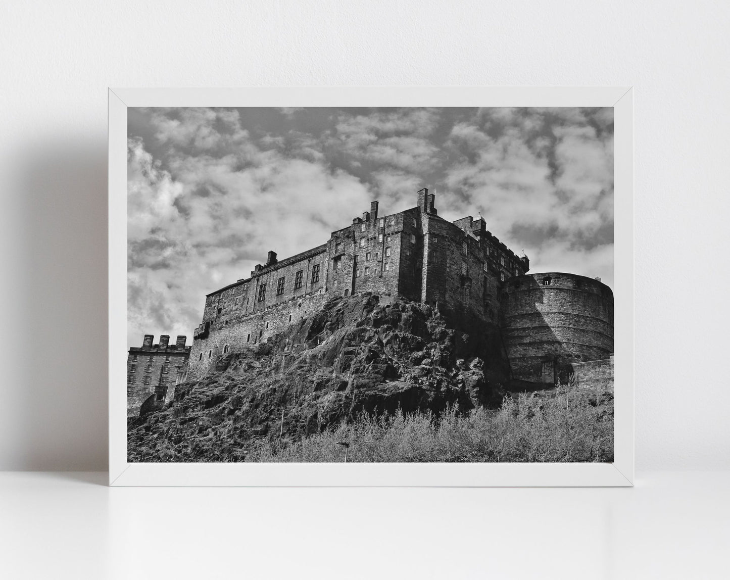 Edinburgh Castle Black And White Photography Print