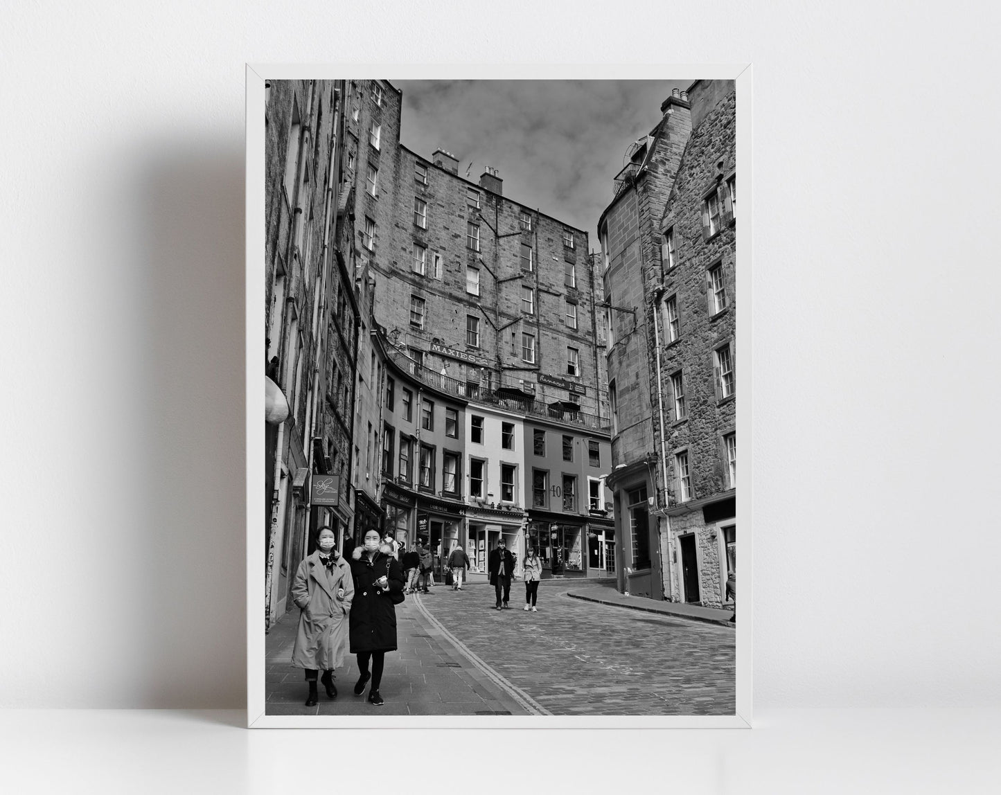 Victoria Street Edinburgh Black And White Photography Art Print