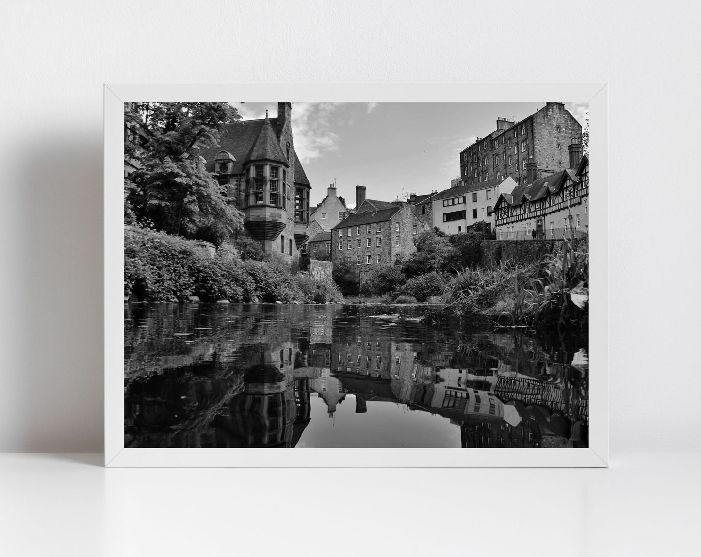 Dean Village Water Of Leith Edinburgh Black And White Photography Print