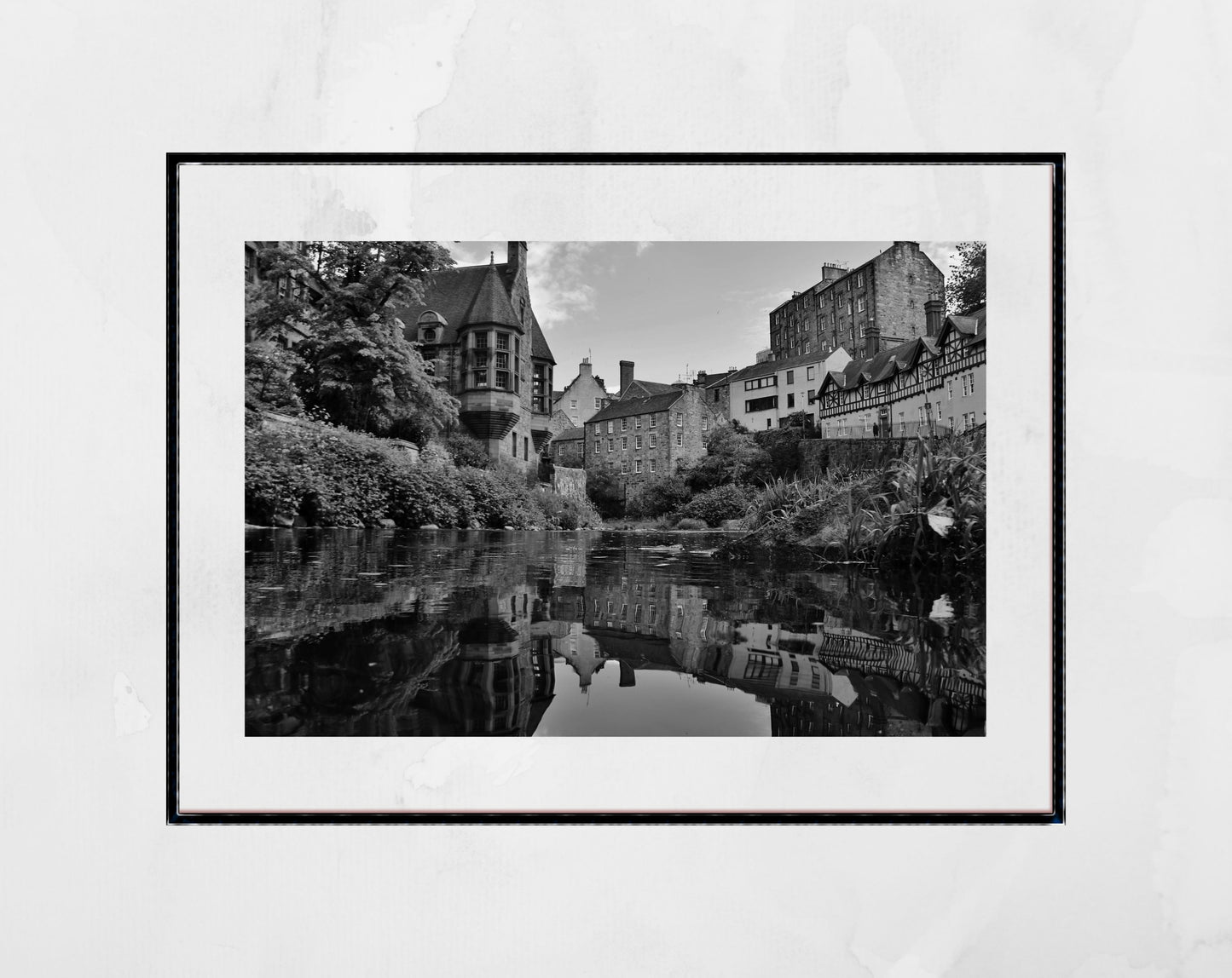 Dean Village Water Of Leith Edinburgh Black And White Photography Print