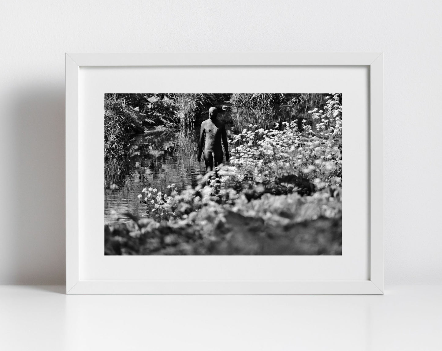 Water Of Leith Edinburgh Antony Gormley Black And White Photography Print