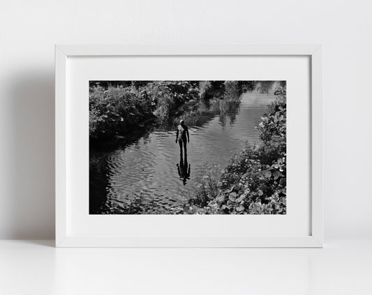 Antony Gormley Water Of Leith Edinburgh Black And White Photography Print