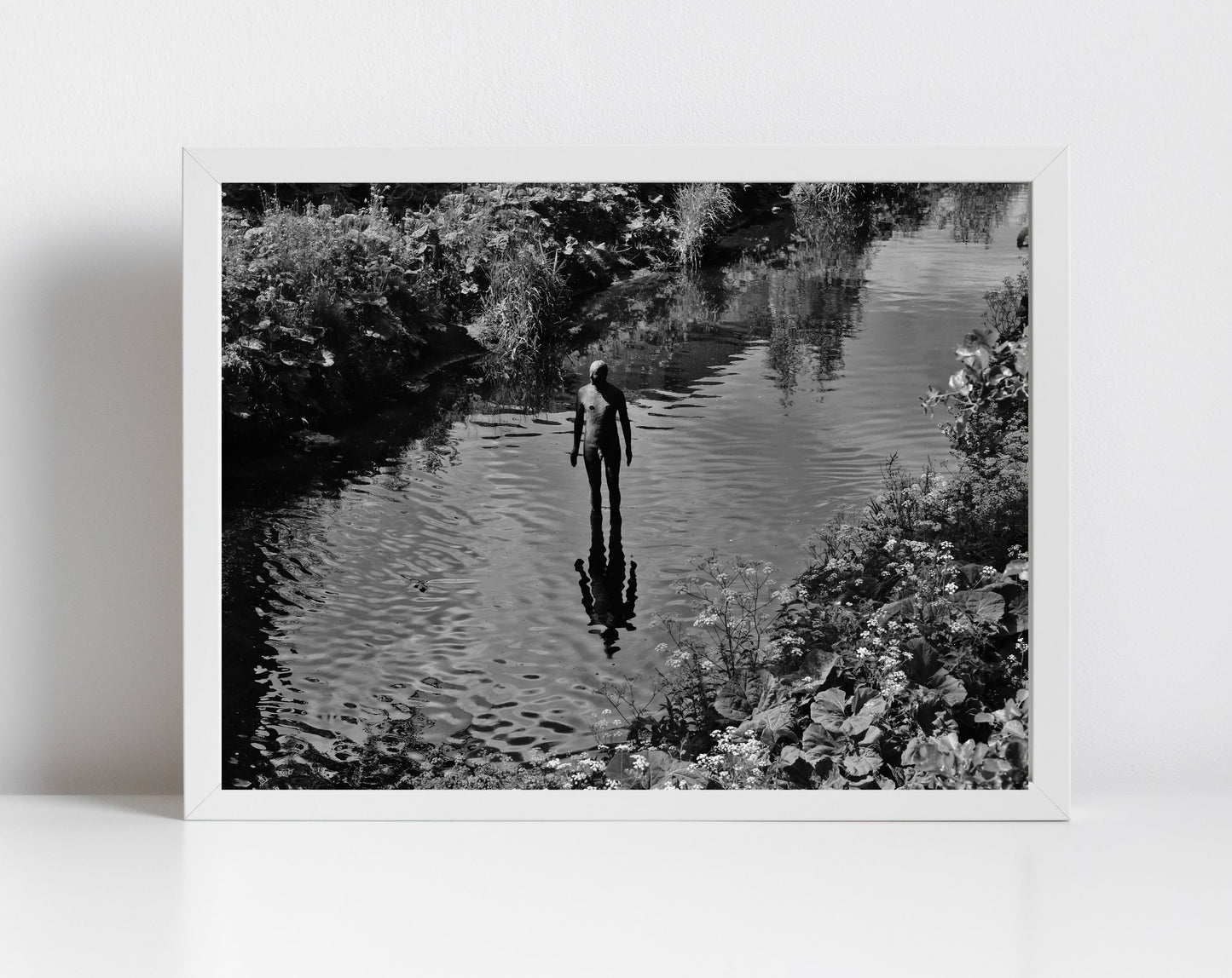 Antony Gormley Water Of Leith Edinburgh Black And White Photography Print