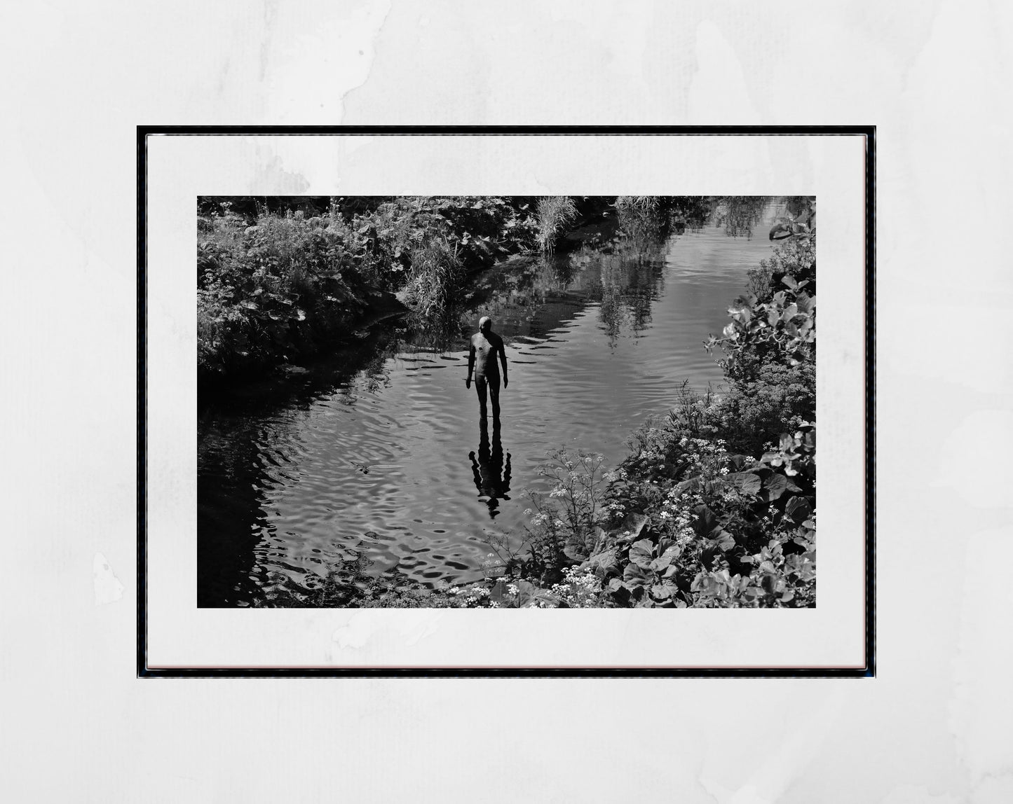 Antony Gormley Water Of Leith Edinburgh Black And White Photography Print