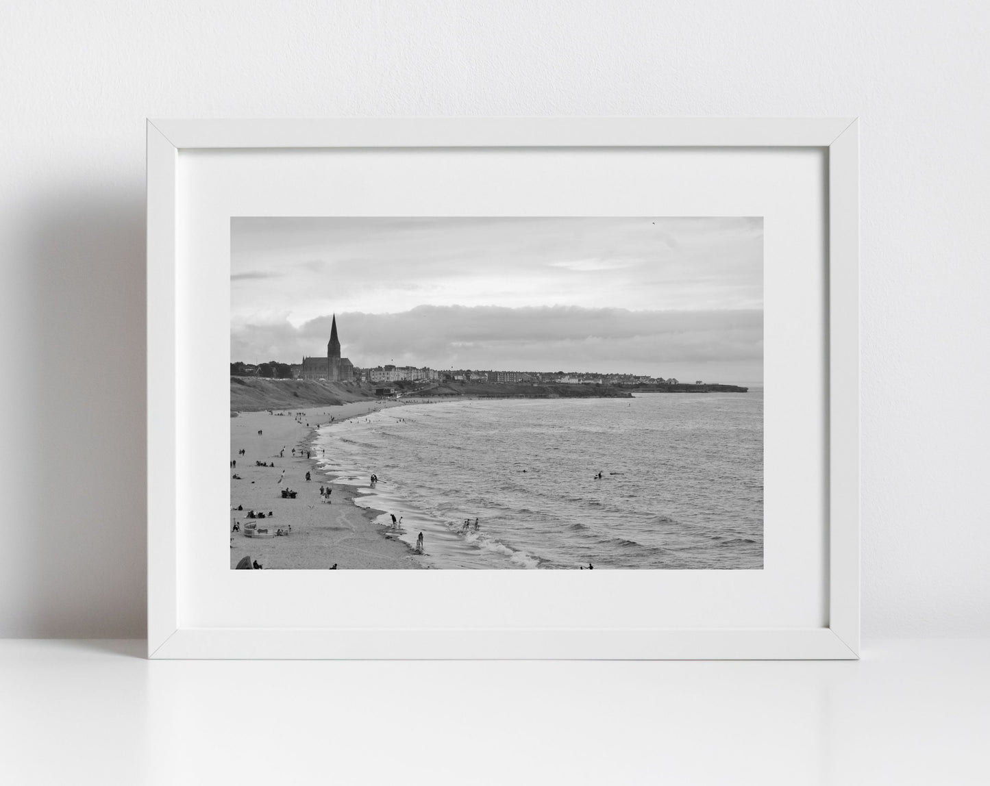 Long Sands Beach Tynemouth Black And White Photography Art Print