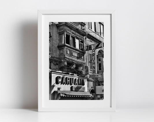 Malta Street Fine Art Travel Black And White Photography Print