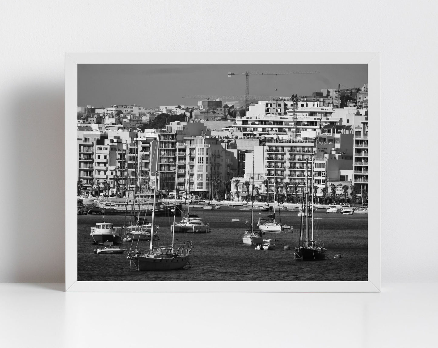 Valletta Malta Waterfront Black And White Print Fine Art Travel Photography