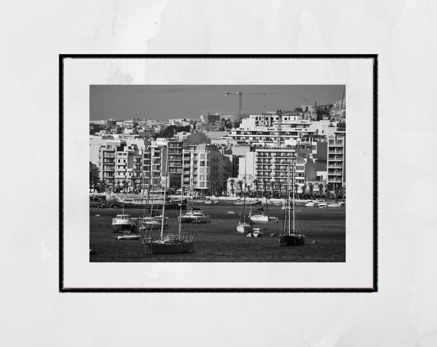 Valletta Malta Waterfront Black And White Print Fine Art Travel Photography