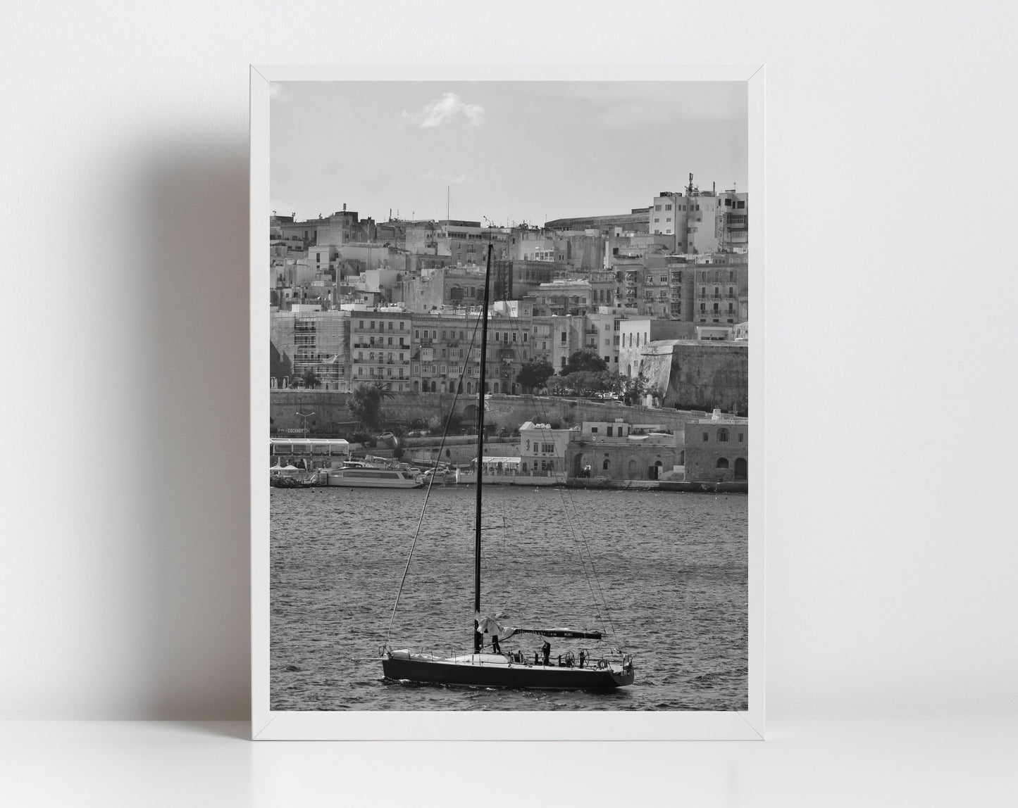 Valletta Malta Yacht Black And White Print Fine Art Travel Photography