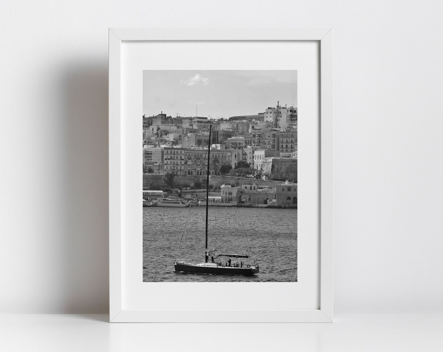 Valletta Malta Yacht Black And White Print Fine Art Travel Photography