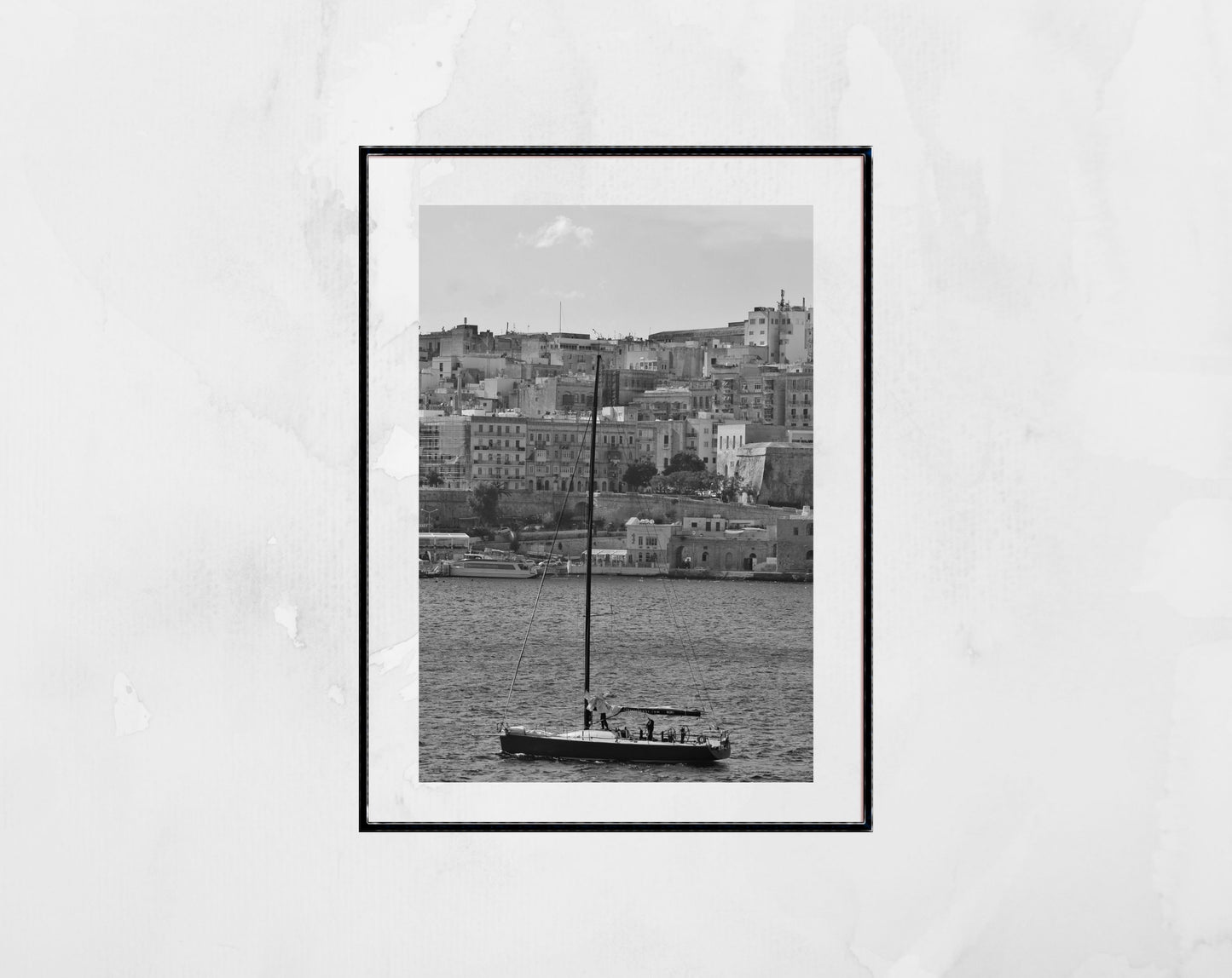 Valletta Malta Yacht Black And White Print Fine Art Travel Photography