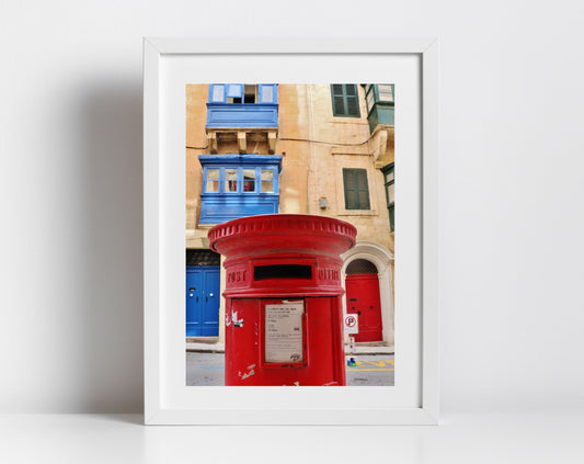 Valletta Malta Print Red Post Box Fine Art Travel Photography