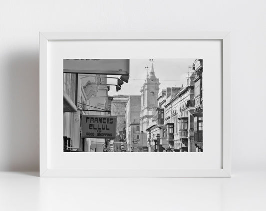 Valletta Malta Black And White Print Typography Poster Fine Art Travel Photography