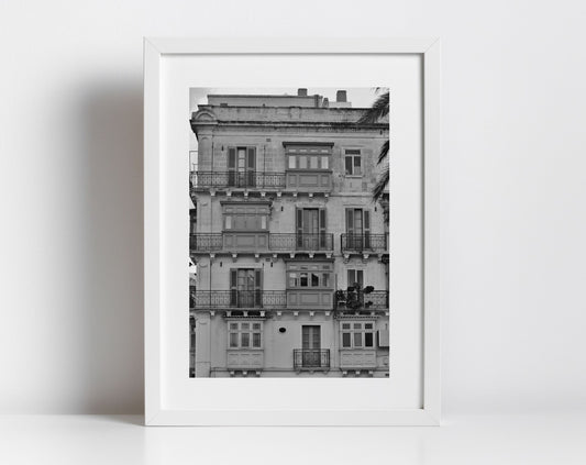 Balcony Black And White Print Valletta Malta Fine Art Travel Photography