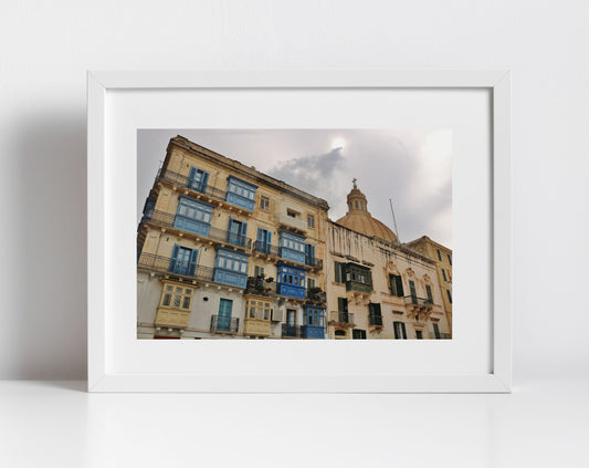 Balcony Print Valletta Malta Fine Art Travel Photography Blue Wall Art