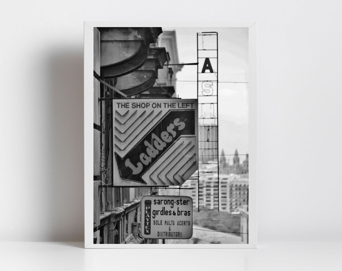 Valletta Malta Black And White Print Typography Poster Street Photography (Copy)