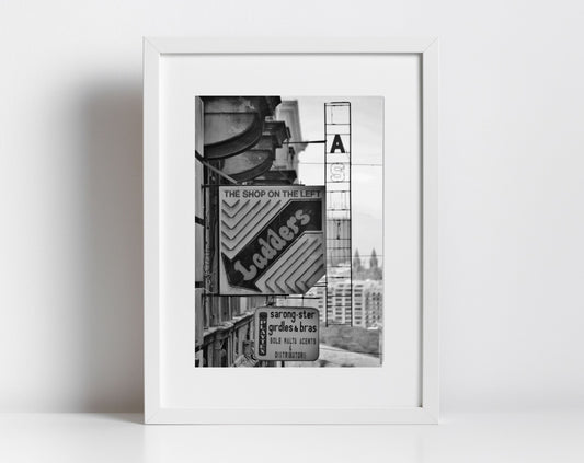 Valletta Malta Black And White Print Typography Poster Street Photography (Copy)