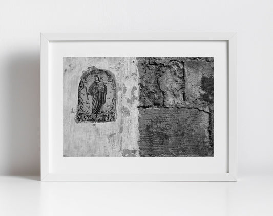 Virgin Mary With Baby Jesus Malta Black And White Print Fine Art Travel Photography