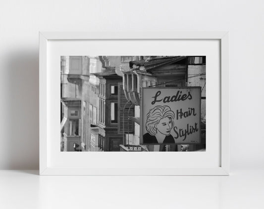 Hair Salon Wall Art Triq San Gwann Valletta Malta Black And White Photography Print