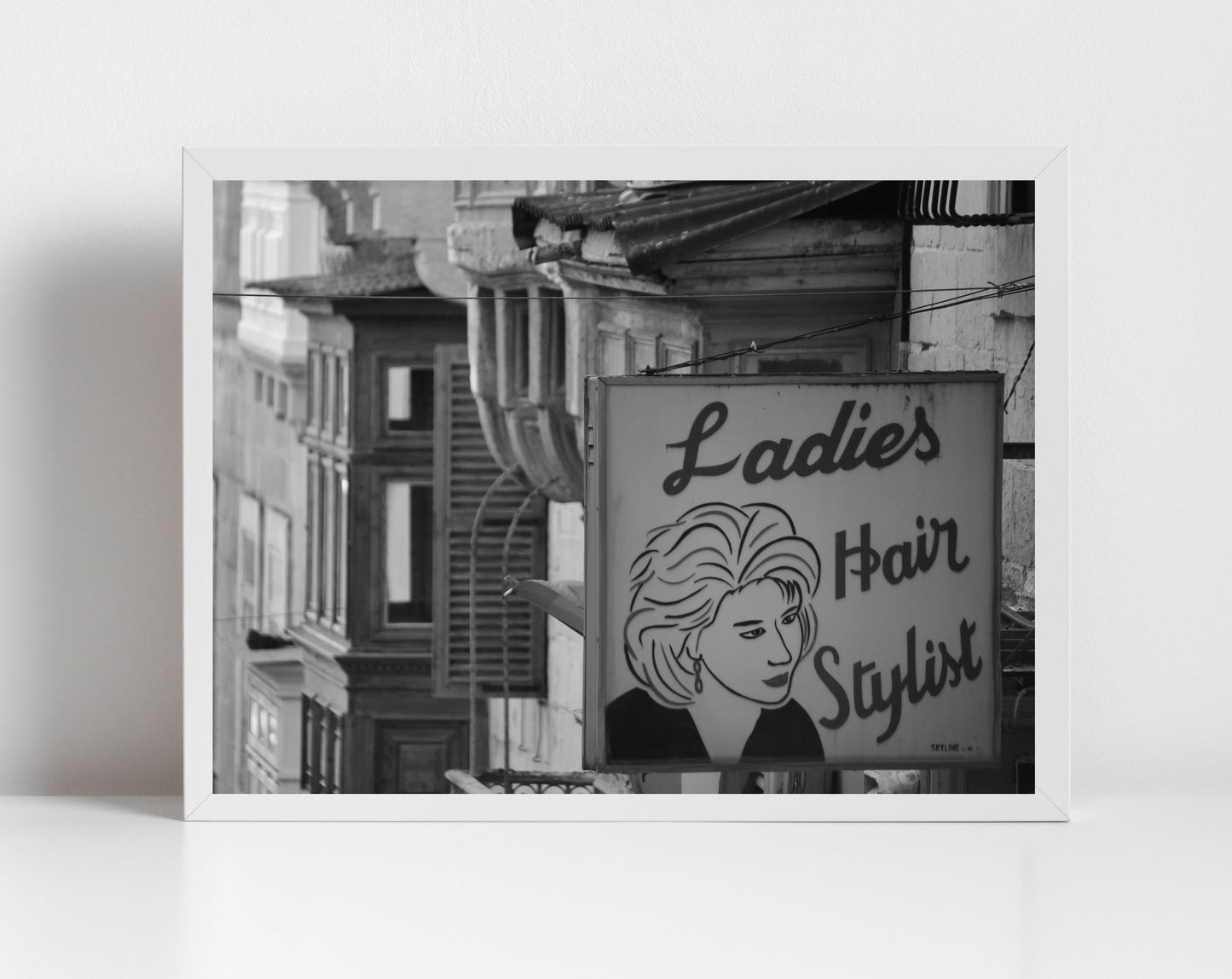 Hair Salon Wall Art Triq San Gwann Valletta Malta Black And White Photography Print