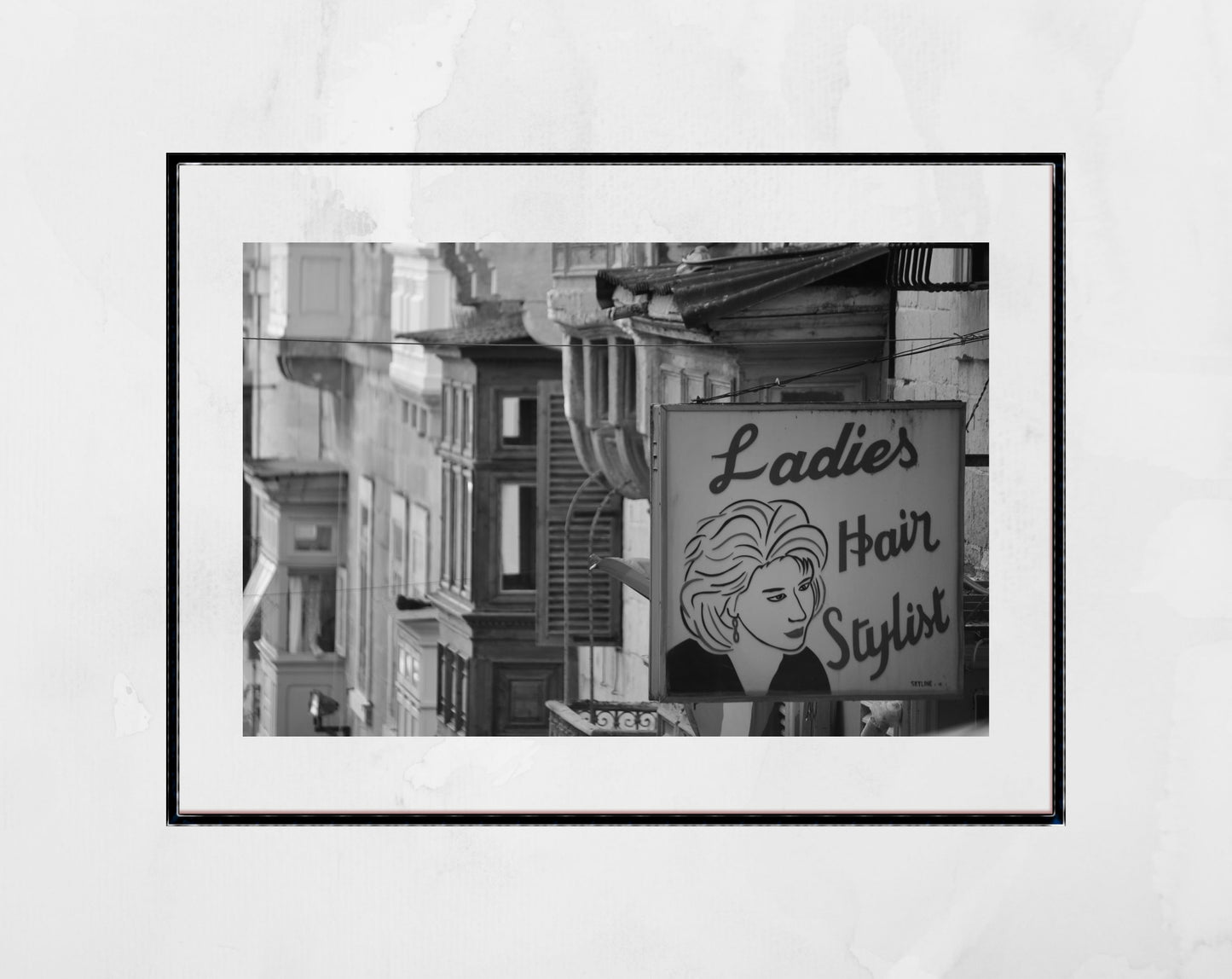 Hair Salon Wall Art Triq San Gwann Valletta Malta Black And White Photography Print