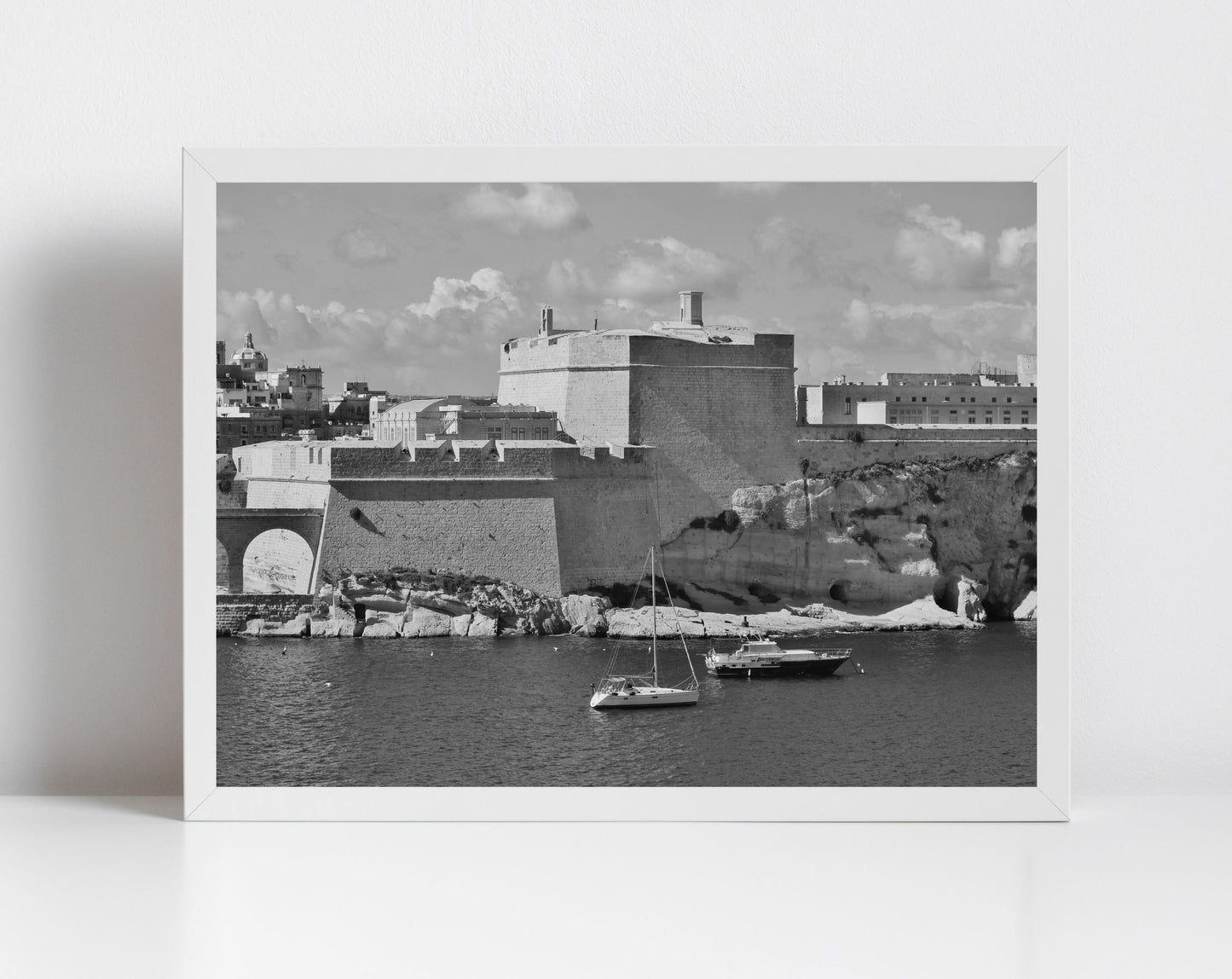 Fort St Angelo Malta Black And White Photography Wall Art