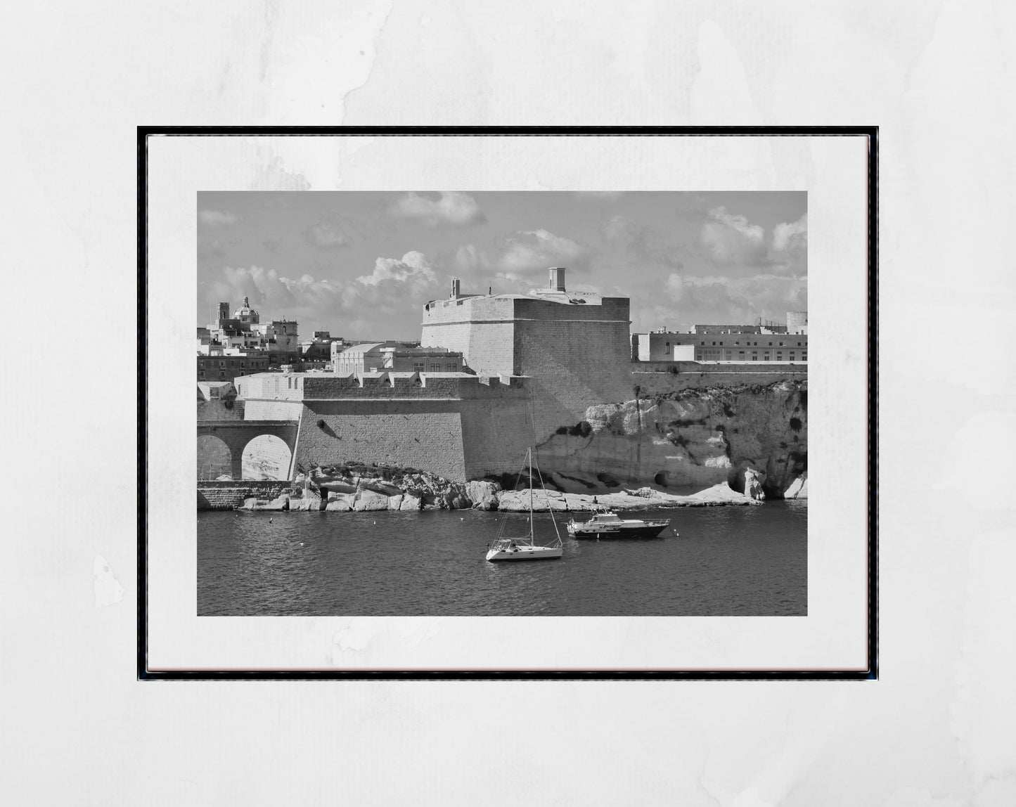 Fort St Angelo Malta Black And White Photography Wall Art