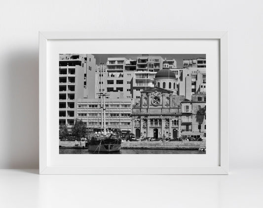 Sliema Malta Black And White Photography Print