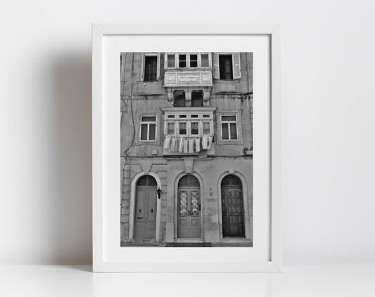 Valletta Malta Print Doorway Art Travel Black And White Photography