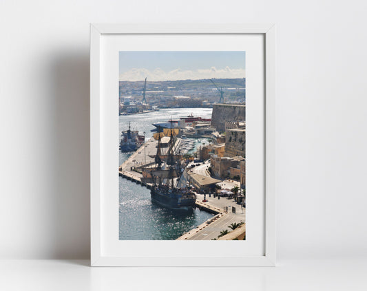 Malta Grand Harbour Photography Sailboat Print