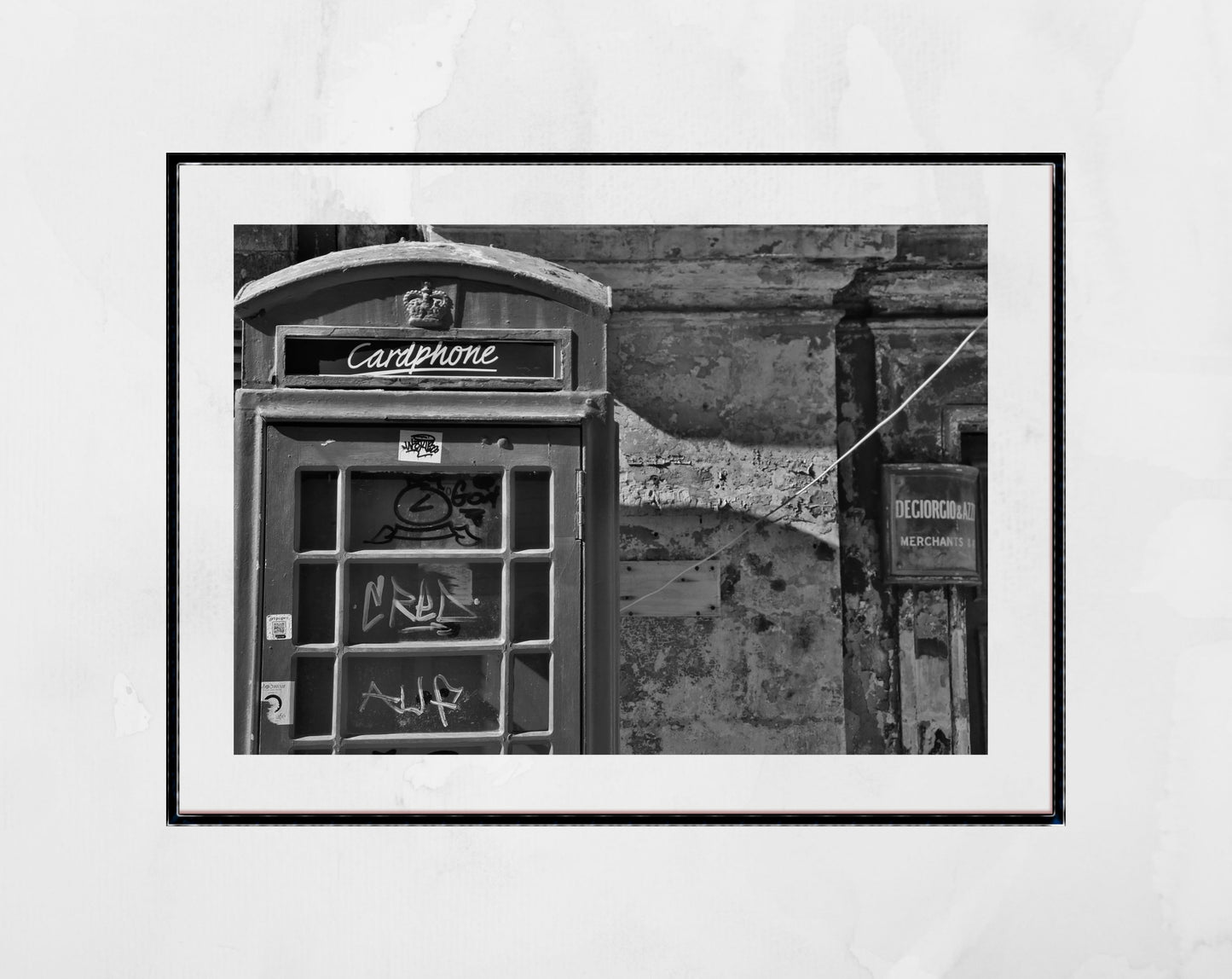 Valletta Malta Black And White Print Telephone Box Fine Art Travel Photography