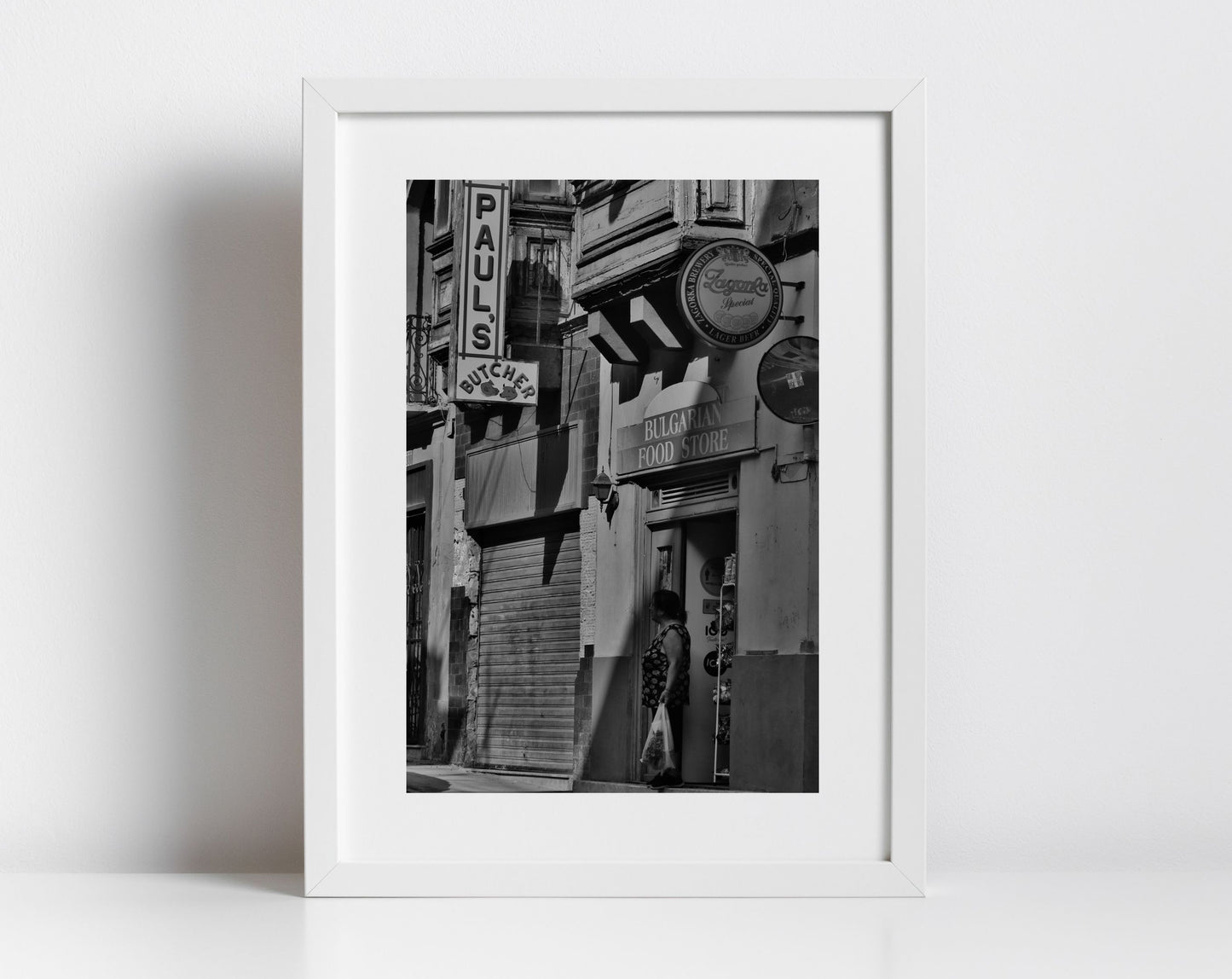 Paul's Butcher Valletta Malta Street Black And White Photography Print