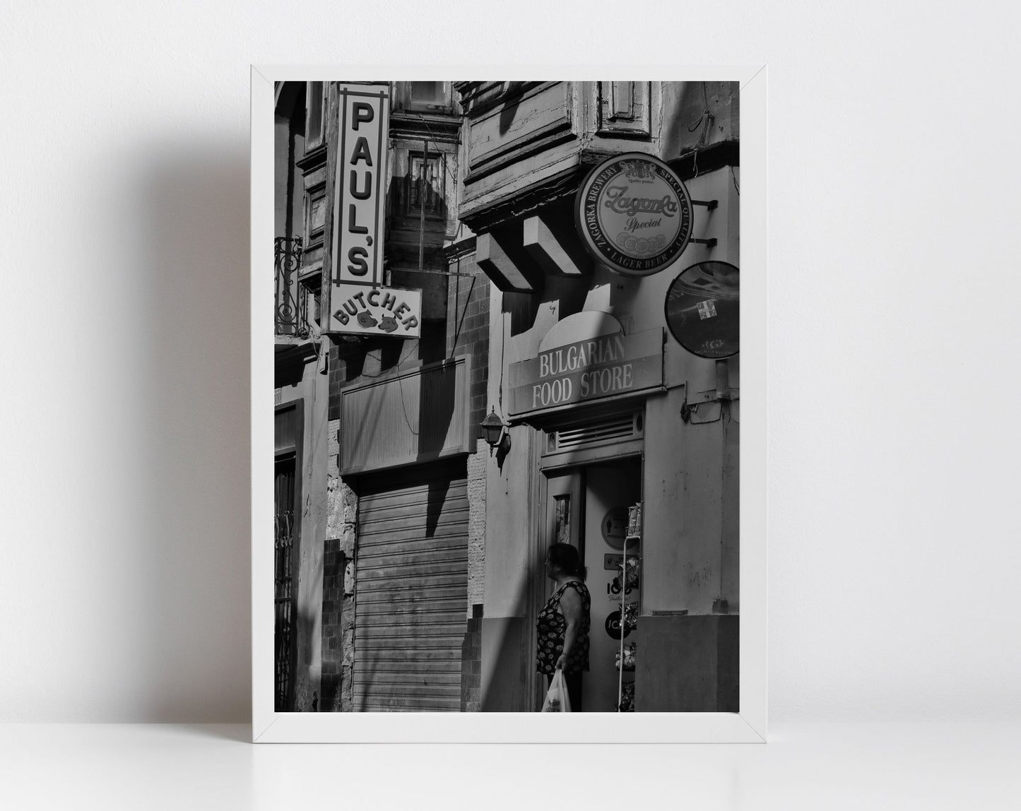 Paul's Butcher Valletta Malta Street Black And White Photography Print