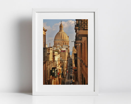 Old Mint Street Valletta Malta Print Fine Art Travel Photography Basilica of Our Lady of Mount Carmel