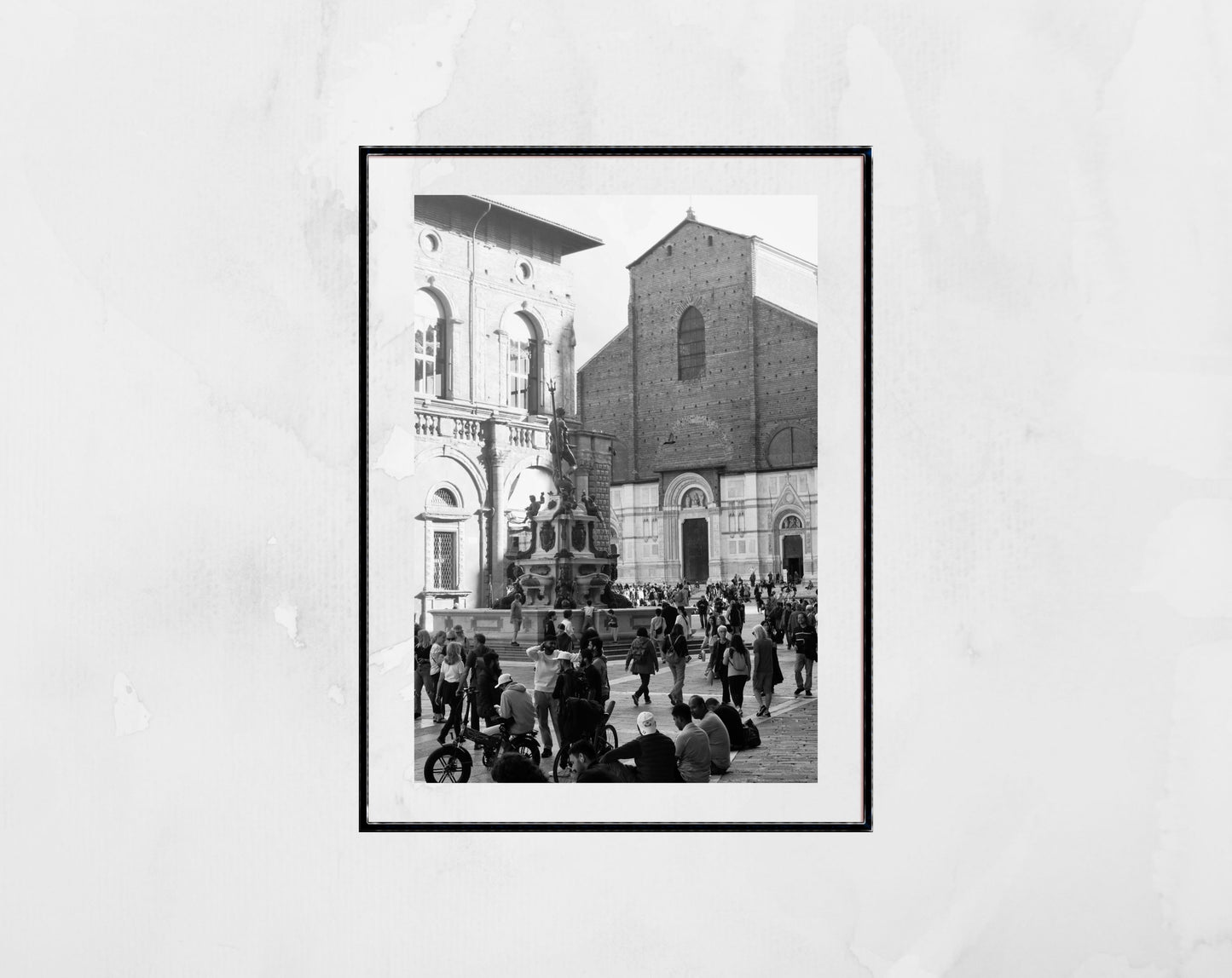 Piazza Maggiore Bologna Black And White Photography Print
