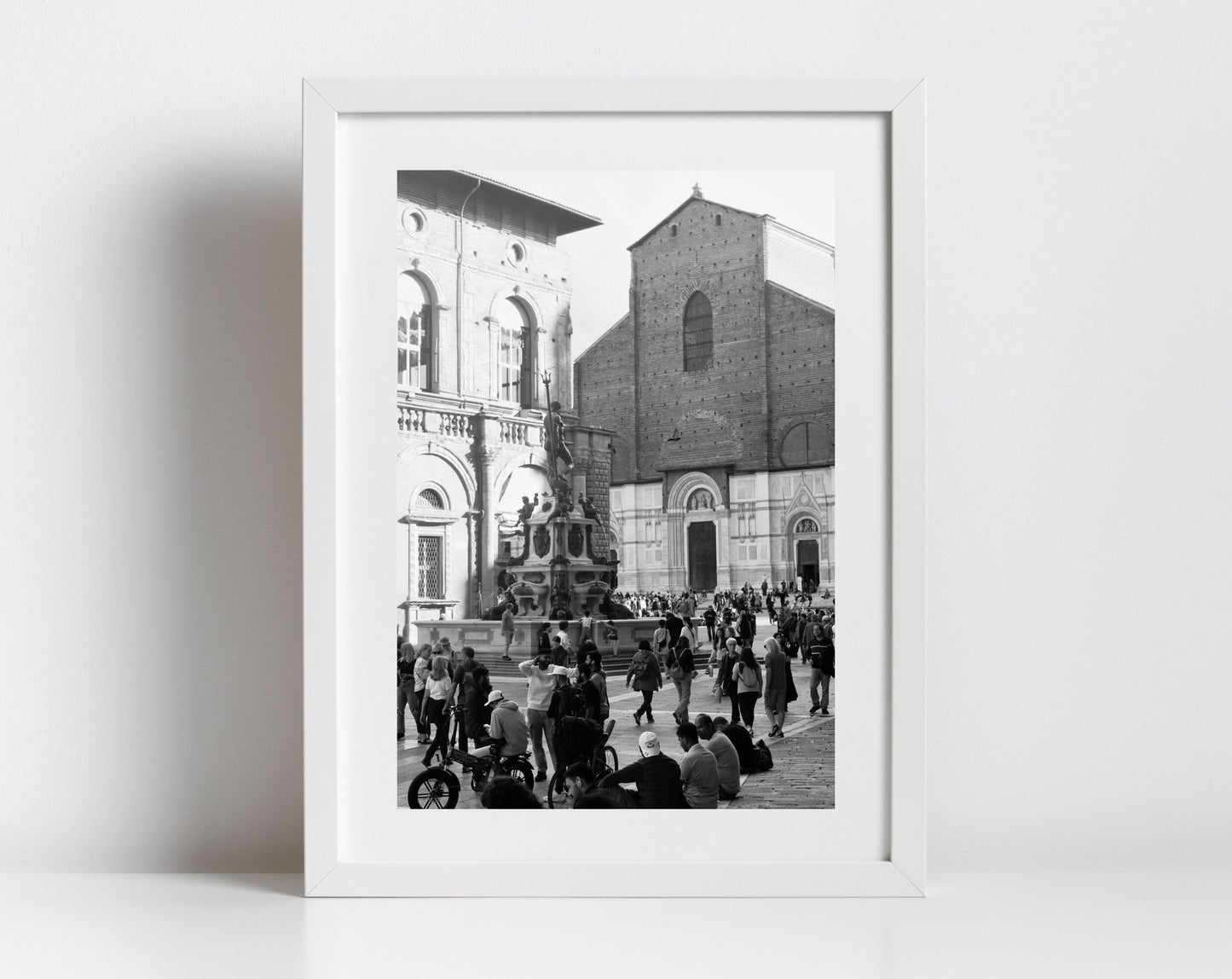 Piazza Maggiore Bologna Black And White Photography Print