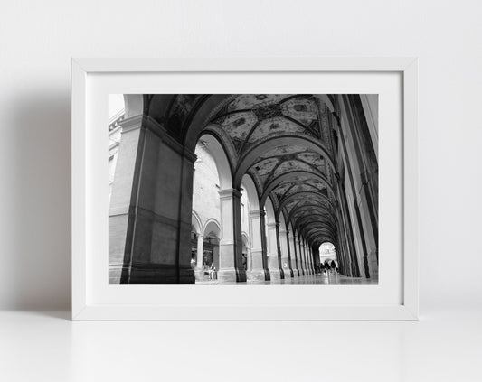 Bologna Black And White Photography Print Palazzo della Banca d'Italia Via Farini Wall Art