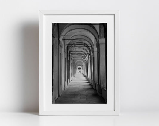 Portico di San Luca Bologna Italy Black And White Photography Print