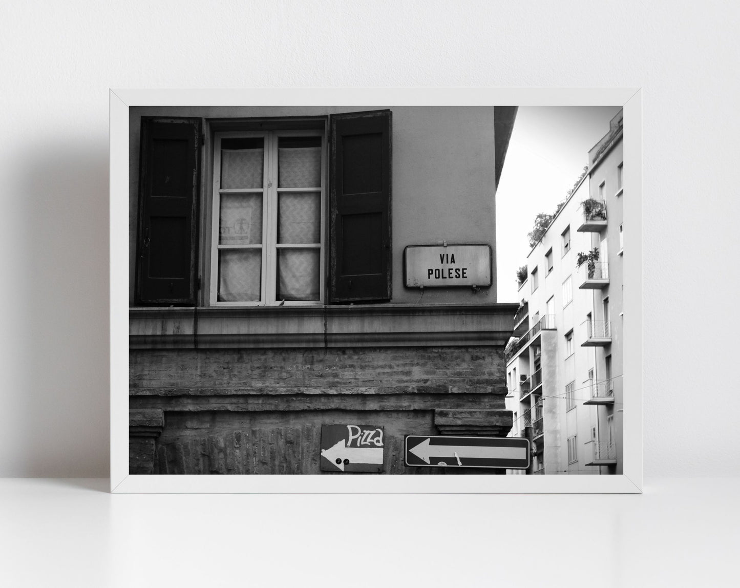 Bologna Italy Pizza Black And White Photography Print