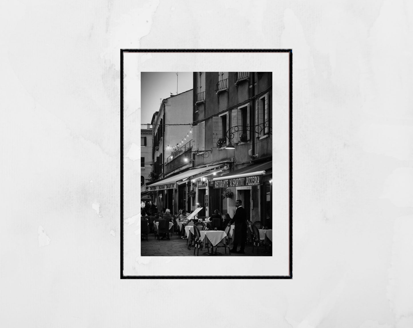 Venice Italy Restaurant Fine Art Black And White Photography Print
