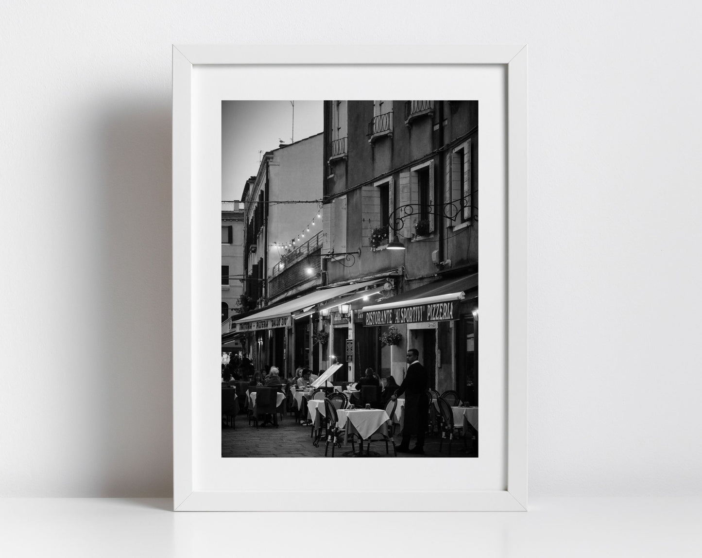 Venice Italy Restaurant Fine Art Black And White Photography Print