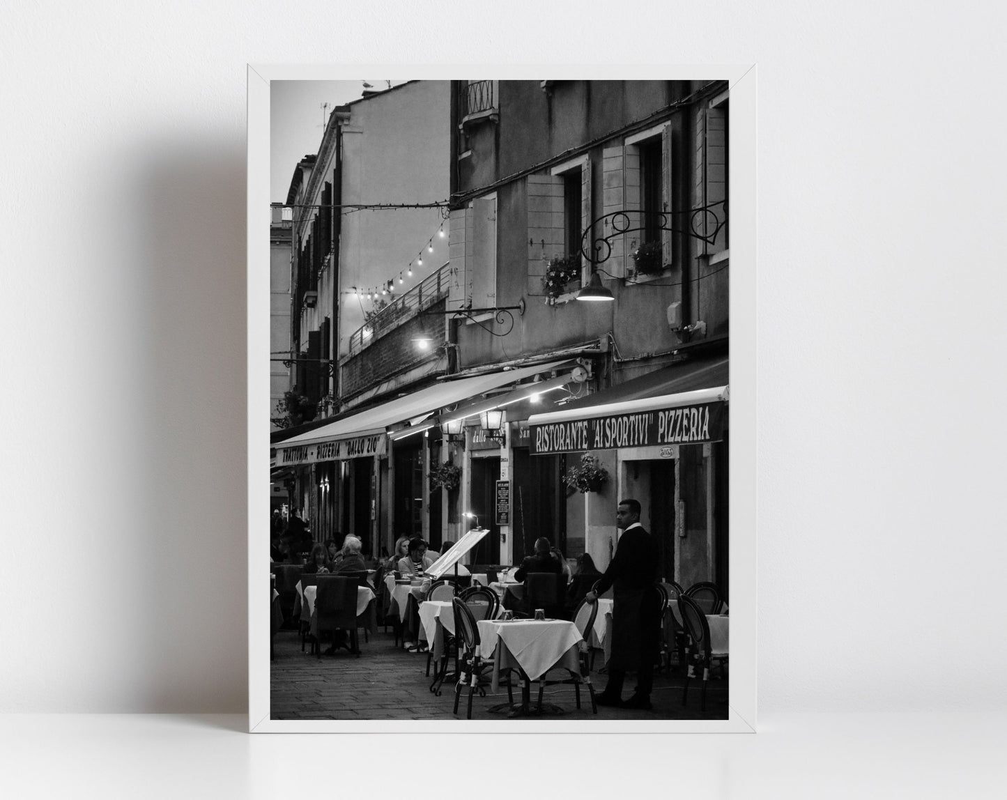 Venice Italy Restaurant Fine Art Black And White Photography Print