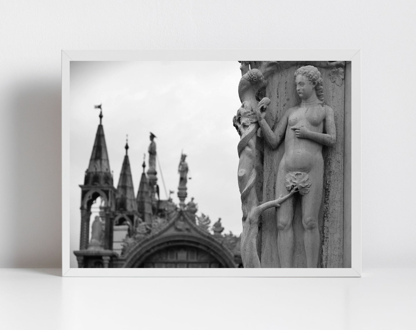 Adam And Eve Doge's Palace Venice Fine Art Black And White Photography Print