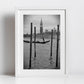 Venice Italy Fine Art Black And White Photography Print: Venetian Lagoon Gondola