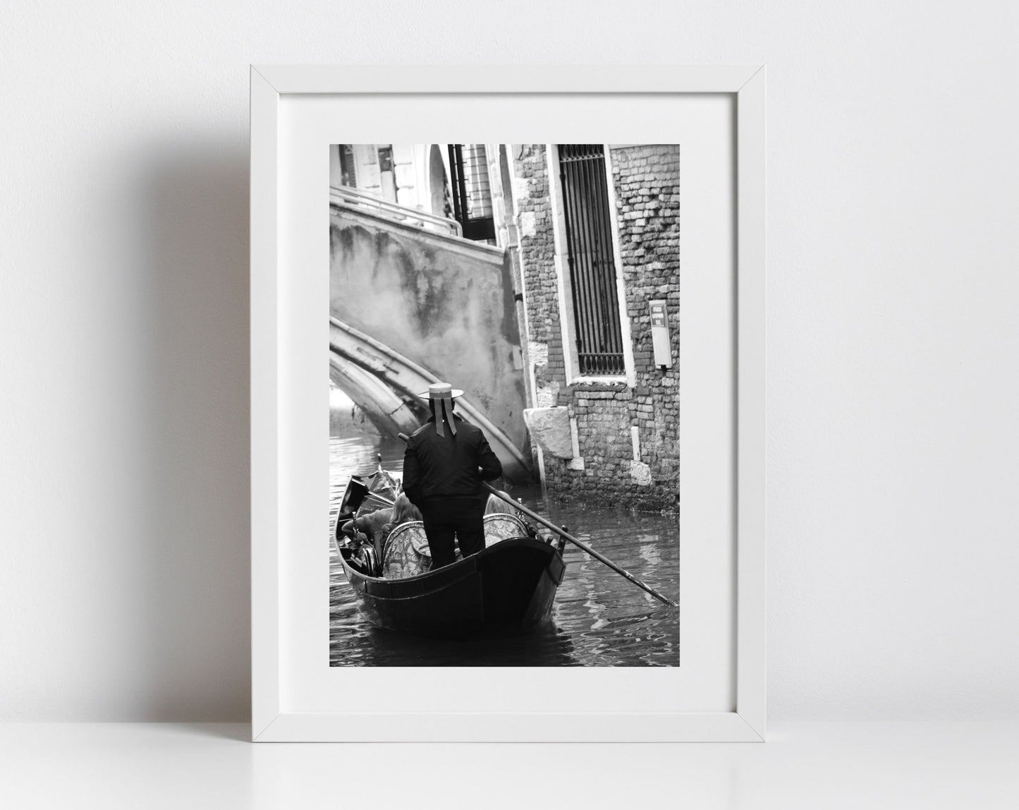Gondolier Venice Italy Fine Art Black And White Photography Print