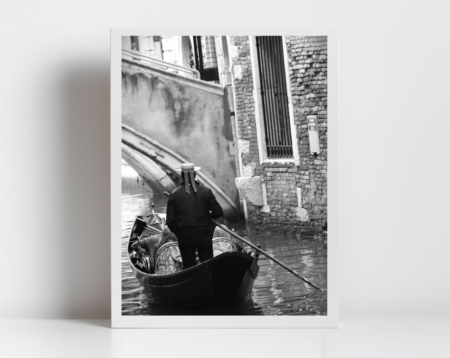 Gondolier Venice Italy Fine Art Black And White Photography Print
