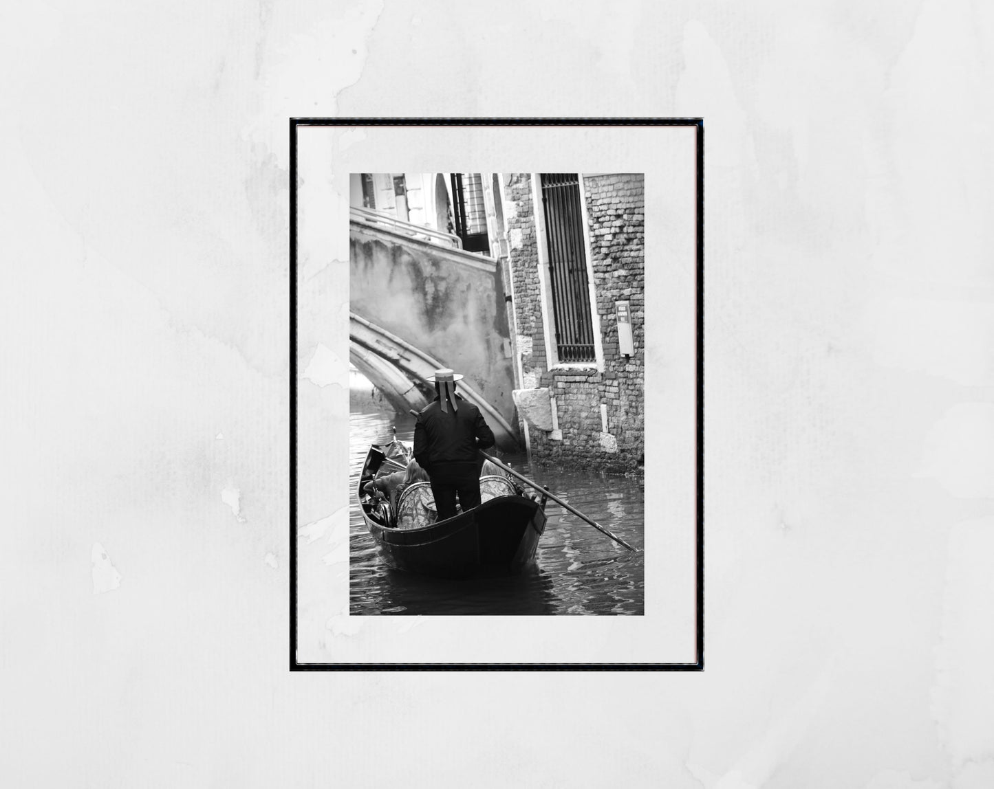 Gondolier Venice Italy Fine Art Black And White Photography Print